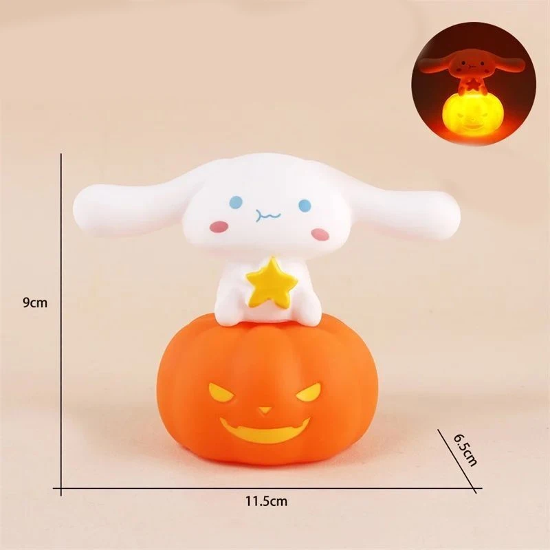 โคมไฟข้างเตียงสำหรับเด็กลายอนิเมะ Sanrio Hello Kitty Kuromi Cinnamoroll ไฟกลางคืนฮาโลวีนโคมไฟของเล่นเรืองแสง kado ulang tahun น่ารัก