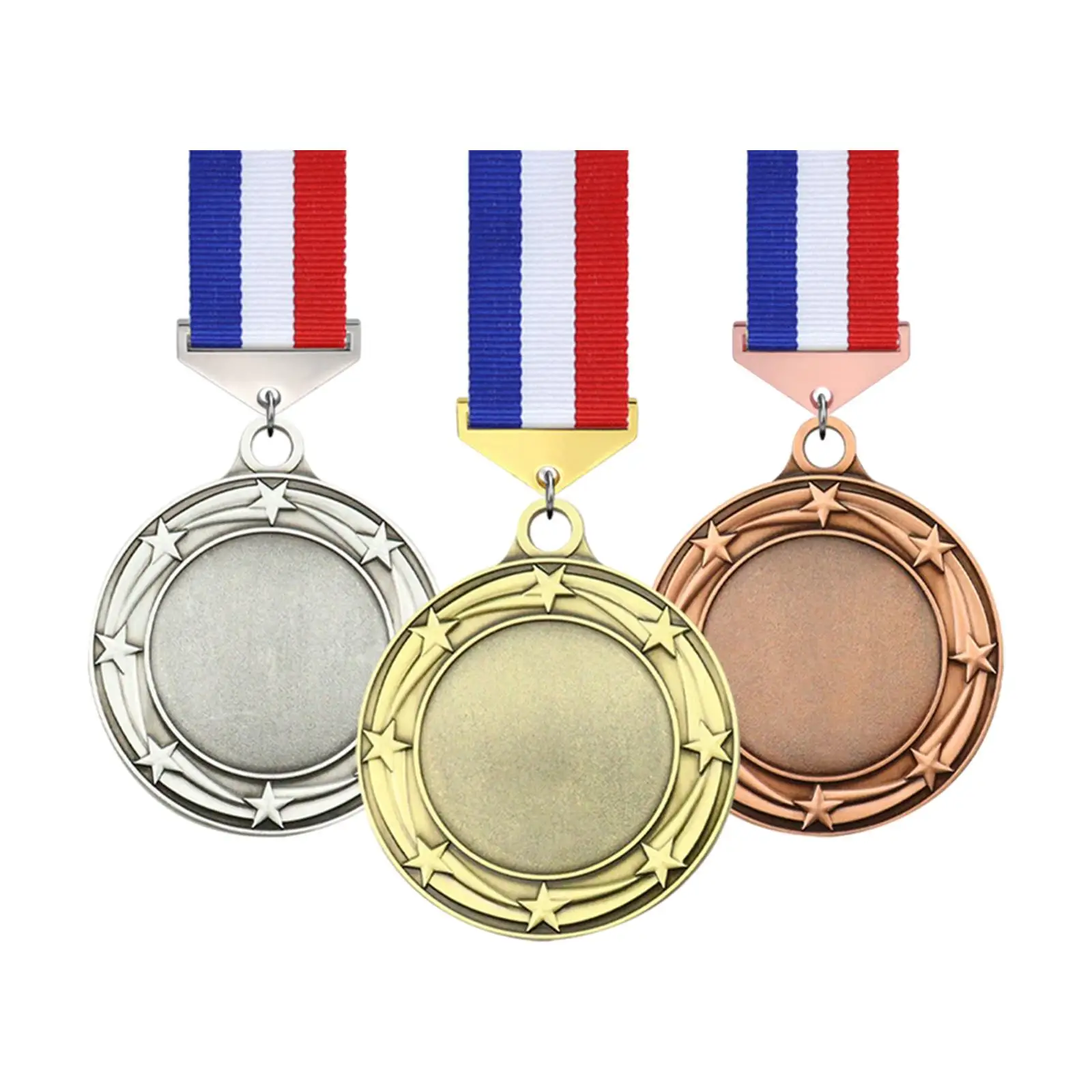 

3 Pieces Metal Medals Trophy Medals Zinc Alloy Souvenir Medals Award Gift Winner Medals with Ribbons for Soccer Spelling Bees