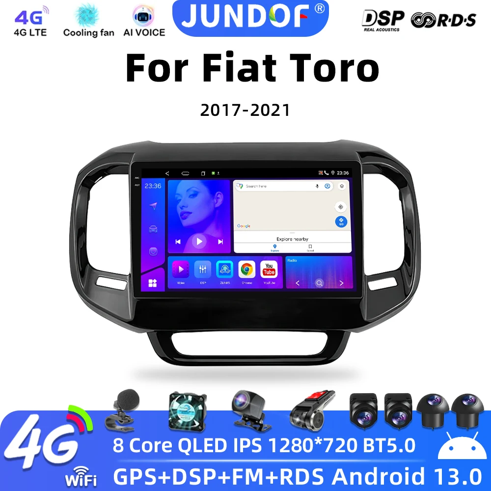 

Android 13 For FIAT Toro 2017 2018 2019 2020 2021 Car Radio Navigation Multimedia Player GPS WiFi+4G DSP wireless Carplay Auto