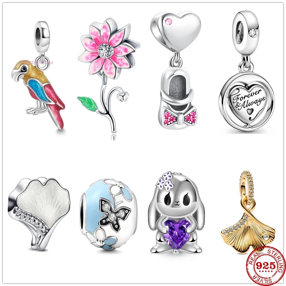 

2023 New Parrot Rabbit Leaf Pandoras charms Bead Fit Pandora Charm 925 Silver Original Bracelet Silver 925 Trinket DIY Jewelry