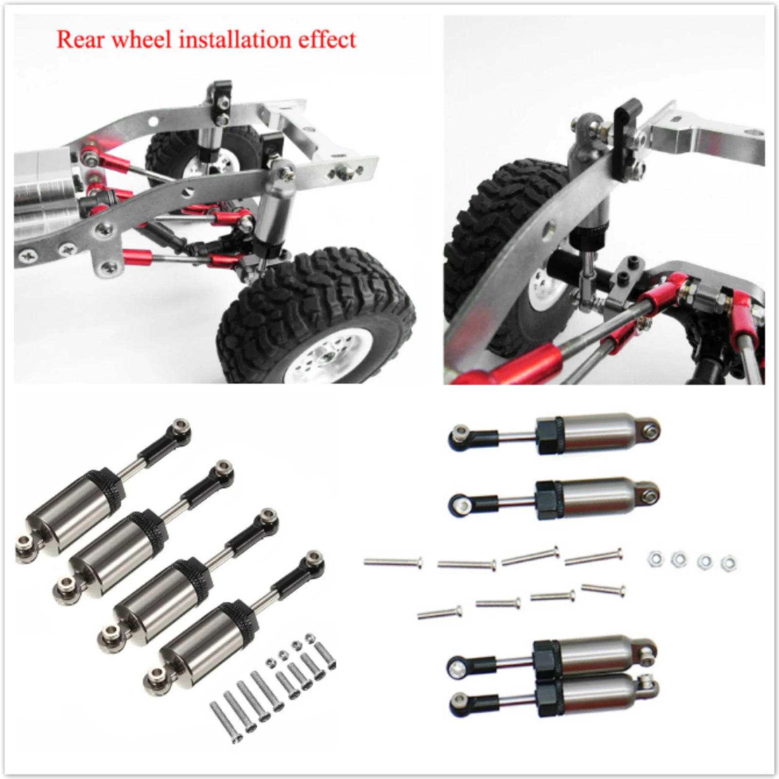 4 * سبيكة كاملة 61 مللي متر/2.4 "ممتص الصدمات ث/المسمار لـ Henglong WPL C14 C14K C24 C24K 1/16 RC قطع غيار السيارات نصف شاحنة المعدلة #6