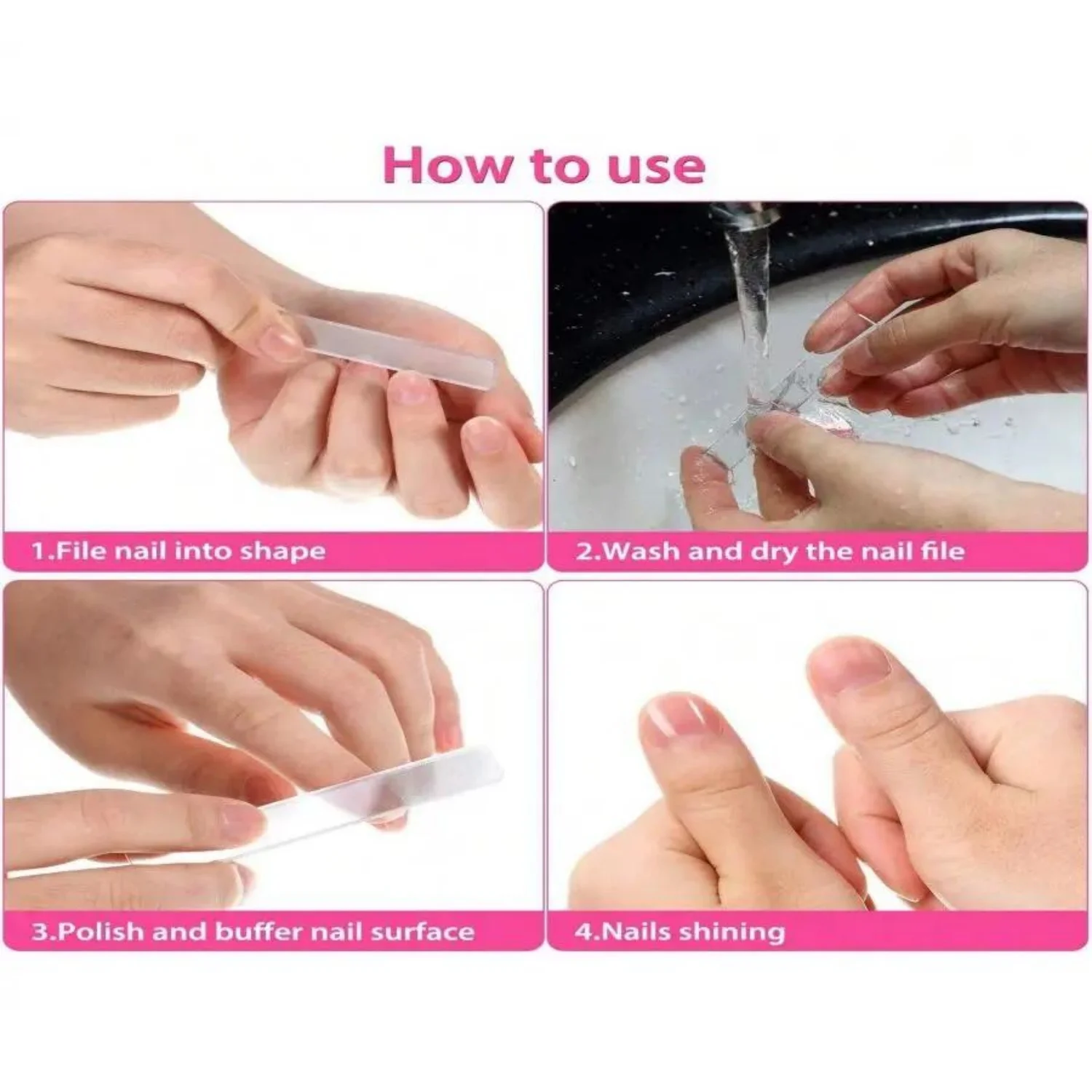 8PCS Portable Nano Glass Nail File, Crystal Glass Nail Polish Nail Care Tool Kit, Nail Shaper with Nail File Storage Box