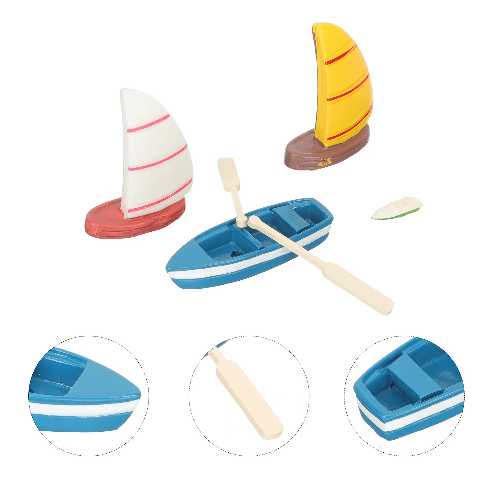 

5Pcs Resin Boat Miniature Rowboat Decorations Miniature Landscape Scene Ornaments Micro Landscape Fish Tank Decors Home Desk