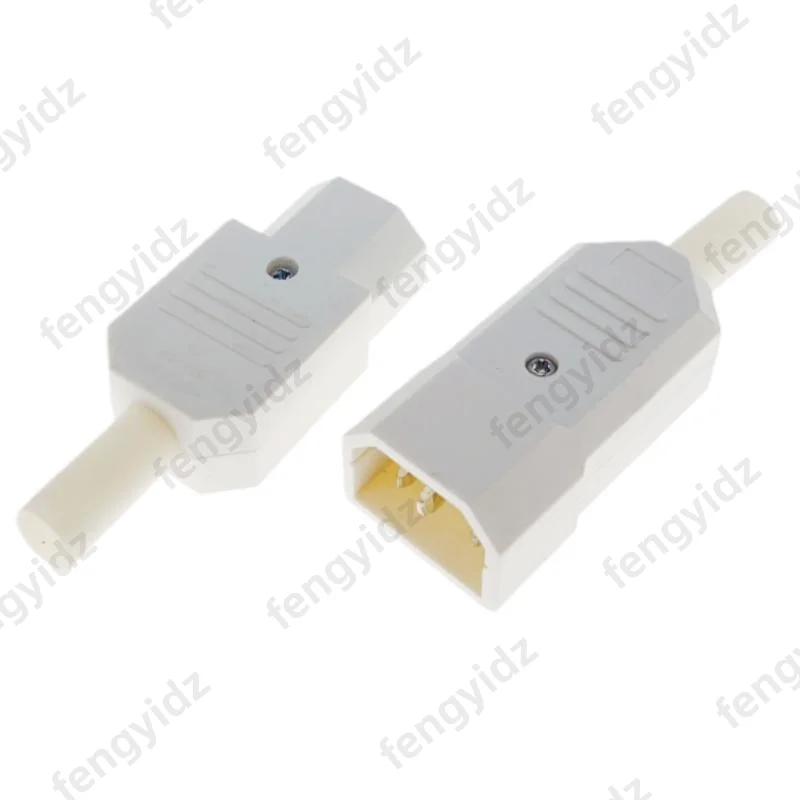 White 10A 250V  IEC C13 /C14 Male Plug Rewirable Power Connector 3 pin ac Socket