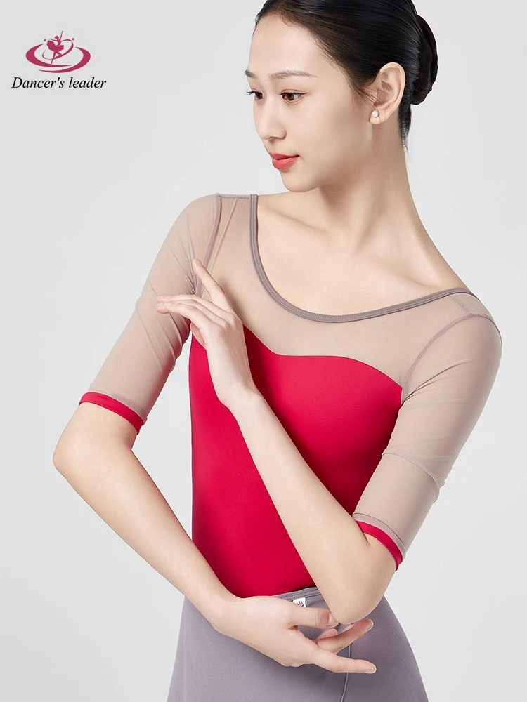 ballet-leotard-for-women's-practice-clothes-strapless-patchwork-mesh-gymnastics-bodysuits-performance-adult-yoga-costumes