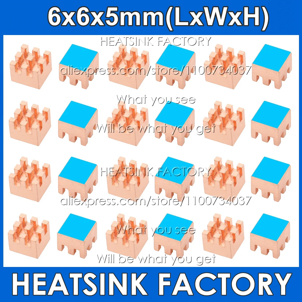 6x6x5mm Pure Copper Small Tiny Heatsink Radiator Cooler With Thermal Pad Cooling For Raspberry / Banana Pi IC RAM Memory CPU