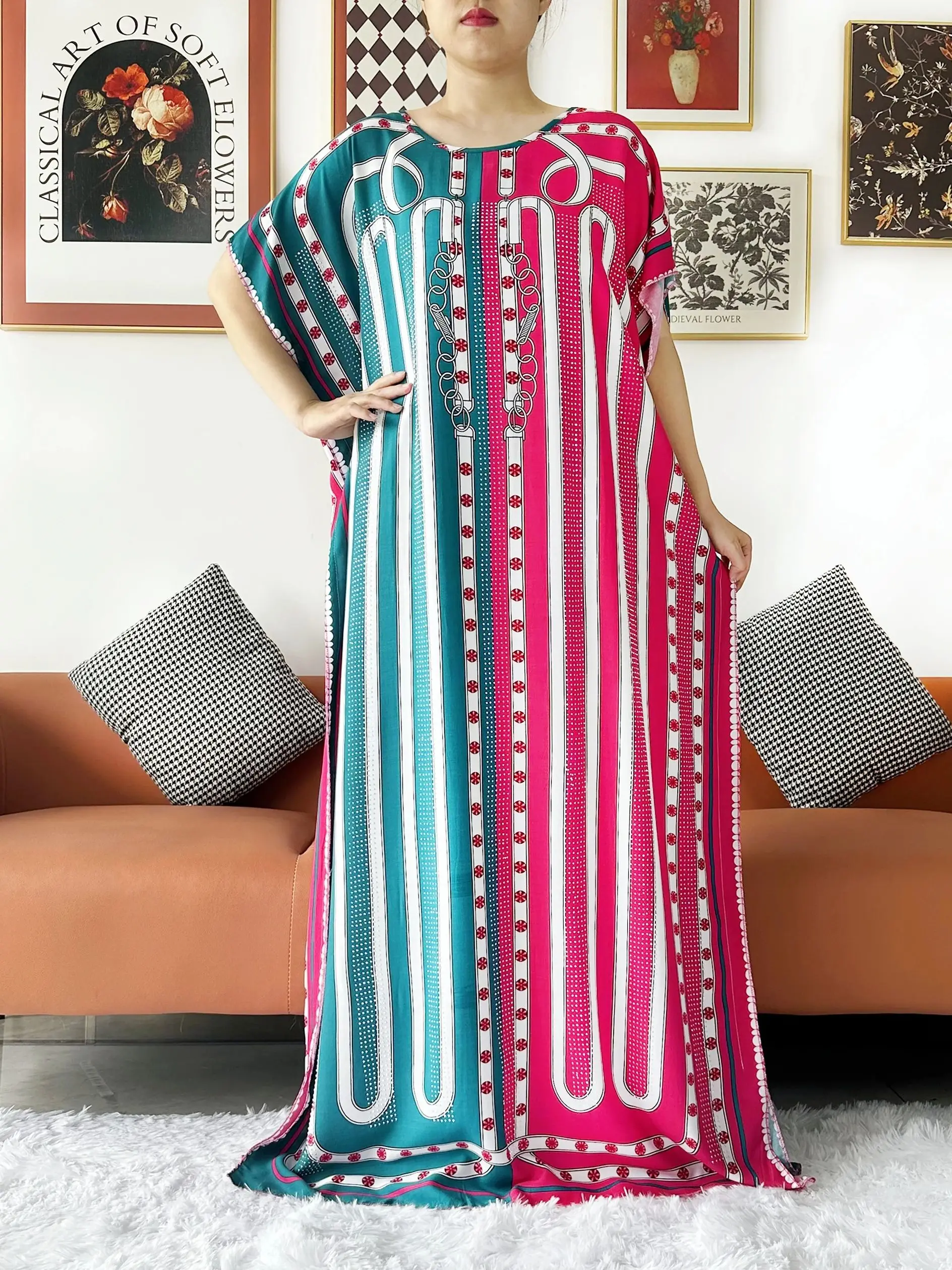 New Style African Summer Short Sleeve Dashiki Dress Big Scarf Loose Boubou Maxi Islam Women Casual Dress African Abaya Clothes