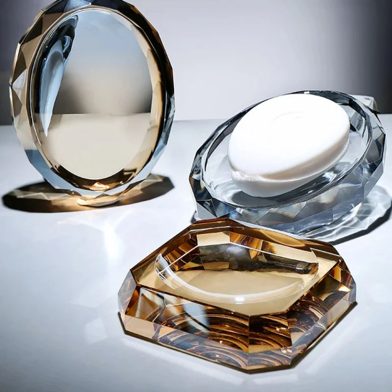 Crystal Soap Dish - Soap Holder & Storage Box for Stylish Bathroom Organization and Supplies Use