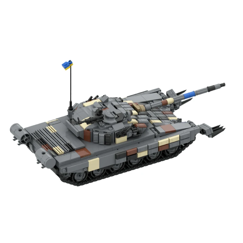 MOC-157653 Military Model Army T-72AV Ukraine Main Battle Tank Building Block Kit Tracked Armored Vehicle Bricks Toys Kid Gifts