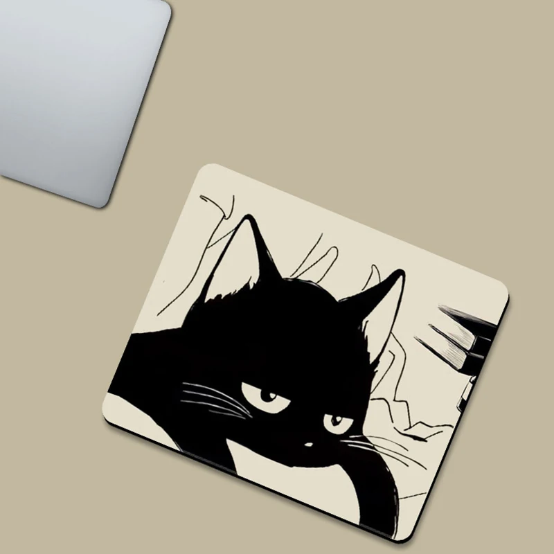 Black Cat Mousepad Small Office Computer Desk Mat Table Keyboard Big Mouse Pad Laptop Cushion Non-slip Deskpad Home Decor