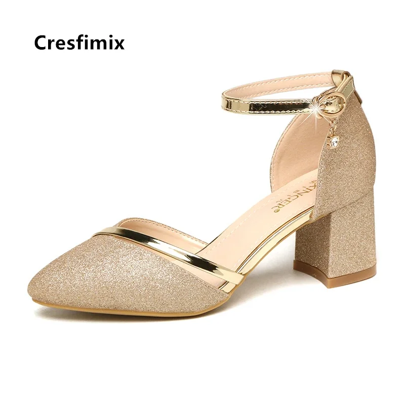 Zapatos Dama Women Fashion High Quality Silver Wedding High Heel Shoes Female Golden Party Night Club Pumps for Spring