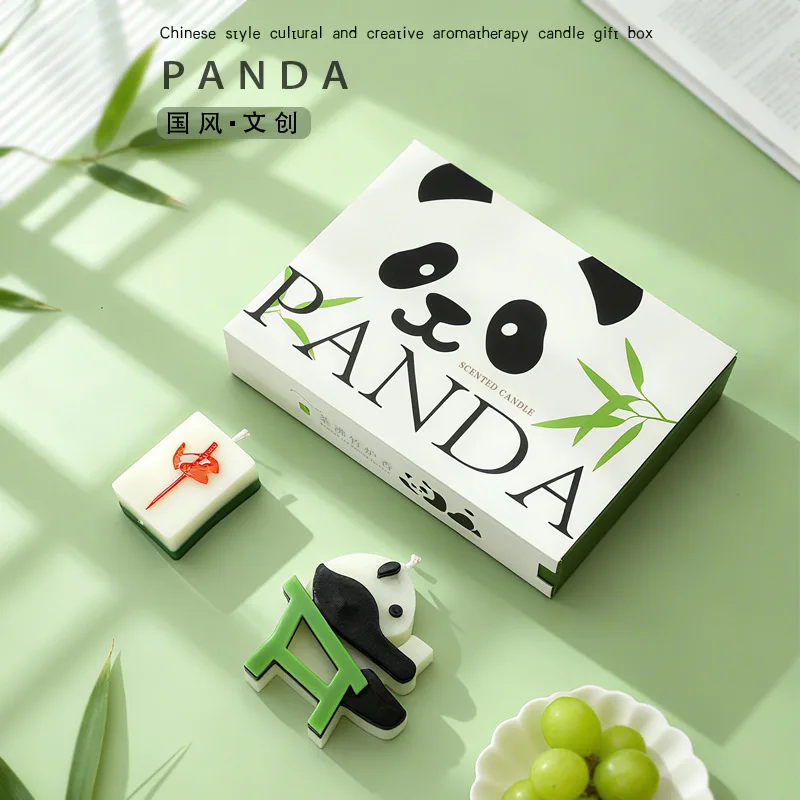 Panda scented candles gift box merchandise mahjong fragrance set handmade ornaments high-end souvenir gift