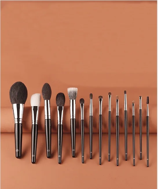 14pcs/set Goat Hair Makeup Brushes set Powder Contour Make up Brush Stippling Blend Eye brow Eyeshadow Lip cosmetic tool kit