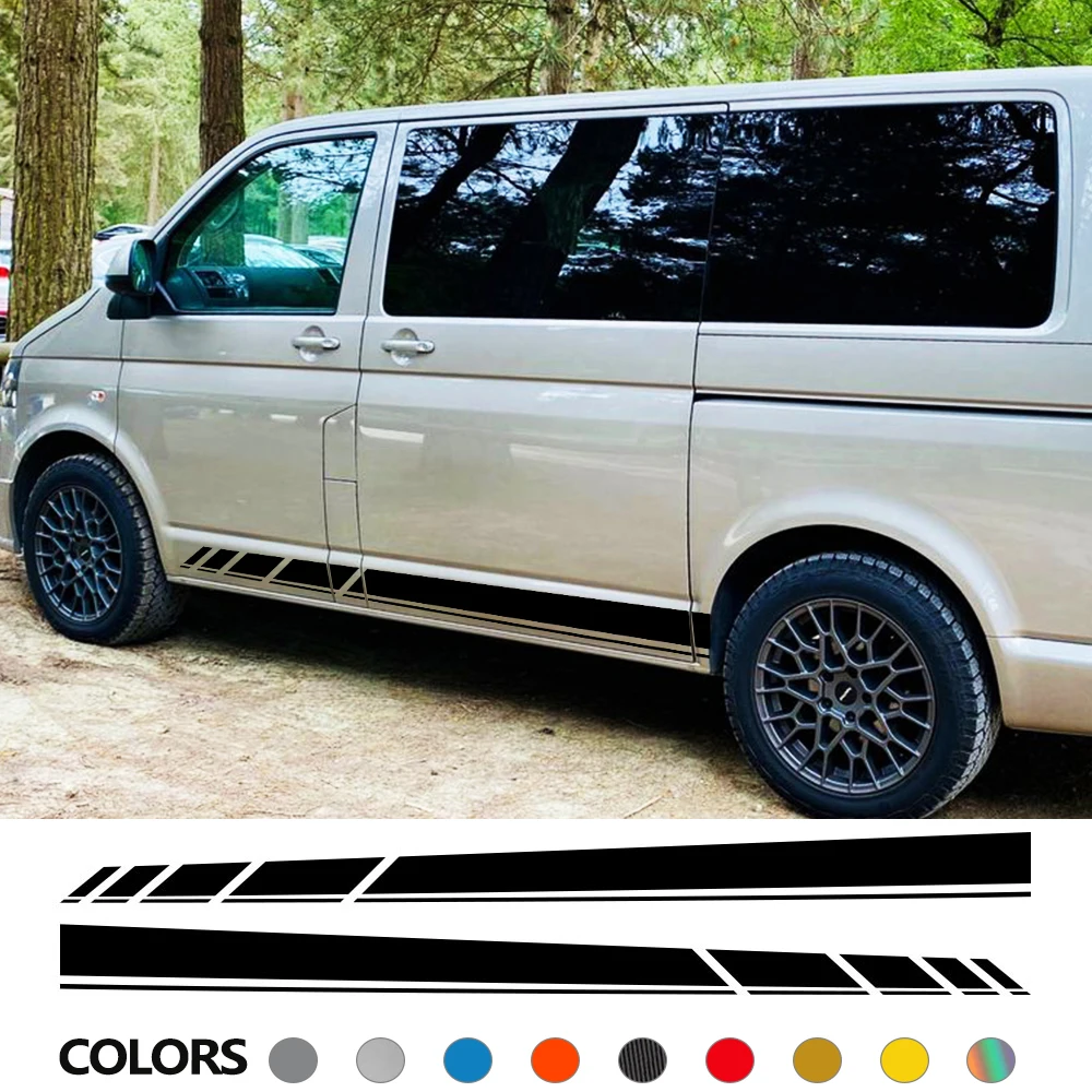 Car Door Side Stickers For Volkswagen VW Transporter T3 T4 T5 T6 Camper Van Long Line Graphics Vinyl Decals Accessories