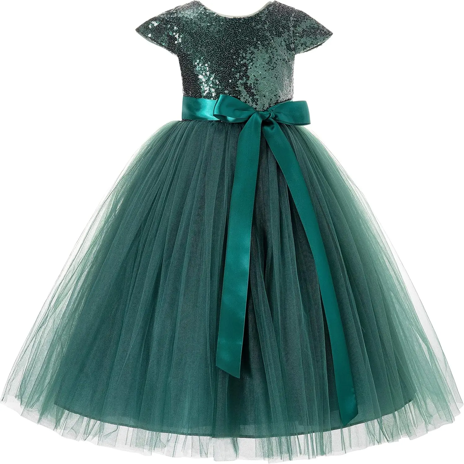 Kapmouwtjes Pailletten Bloemenmeisjesjurk Peuter Meisjes Jurk Glitter Bruiloft Bloemenmeisjesjurk Kinderfeestkleding