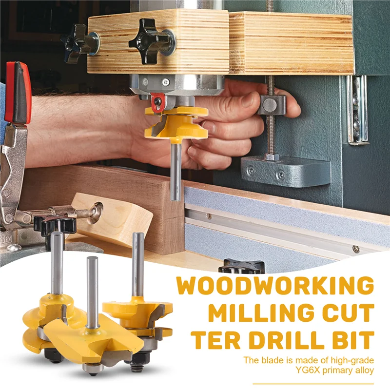 A45M-3Pc1/4 Shank Raised Panel Cabinet Door Router Bit Set - 3 Bit Ogee Woodworking Cutter Woodworking Router Bits