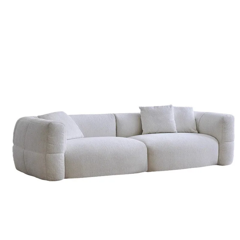 

French retro cream style sofa small apartment modern minimalist art style straight row art big white sofa