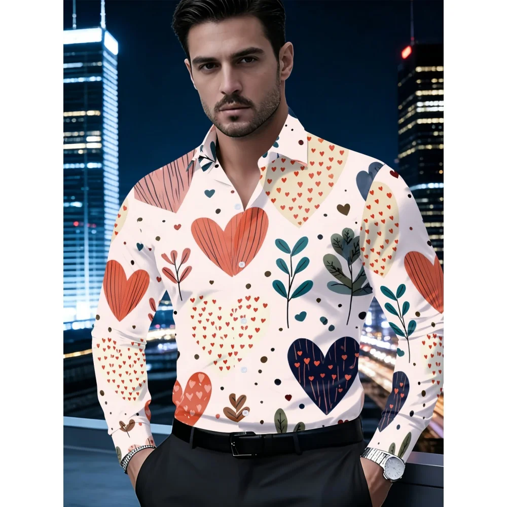Men's Long Sleeve Shirt High Definition Natural Flower 3D Printed Shirt Casual Hawaiian Vacation Outdoor Fashion Men's Clothing