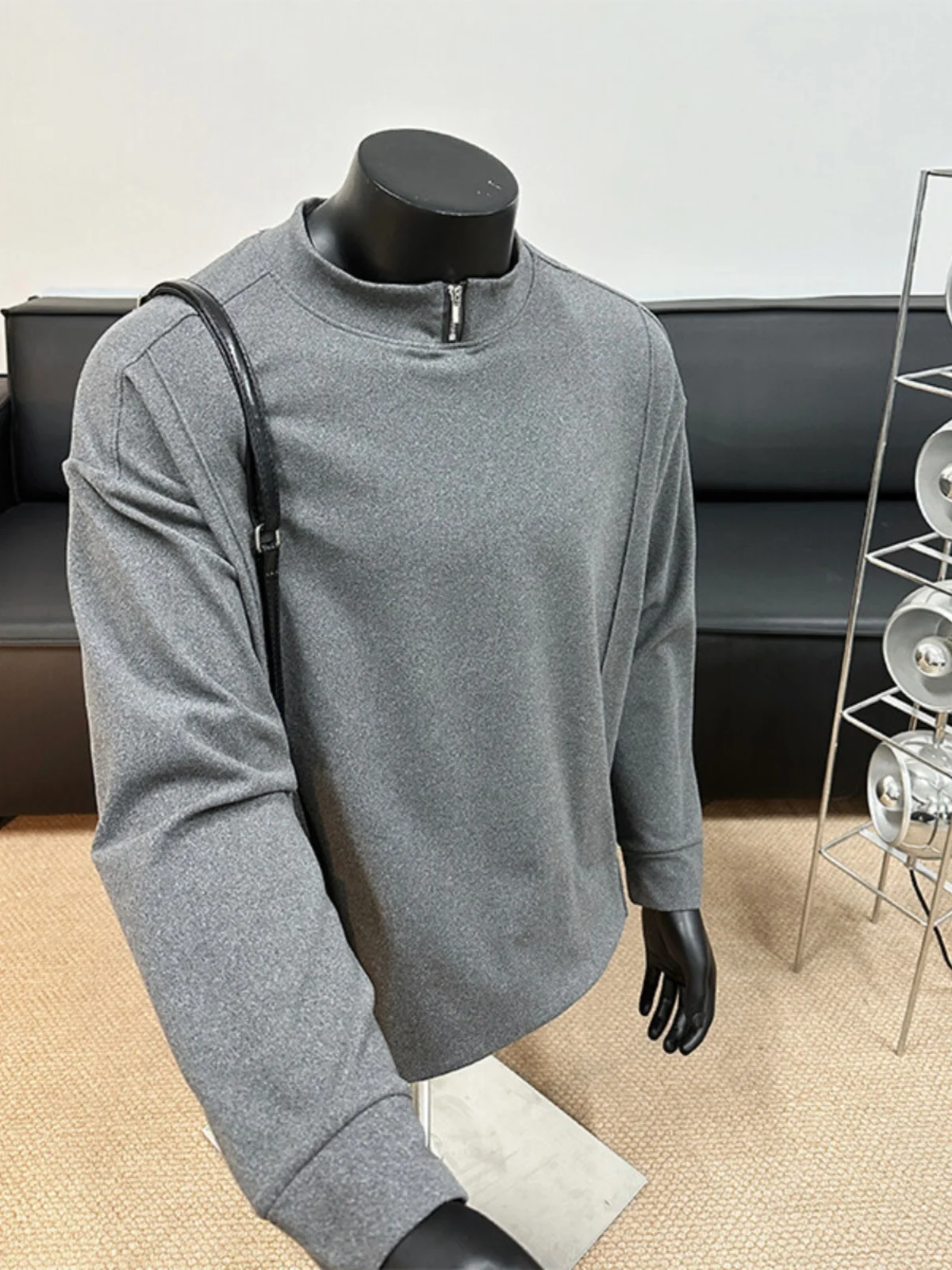 Heim Velvet Men's Base irt f High Collar Spring Autumn Thi American Sle Long Sve T-irt Casual Wear Warmth