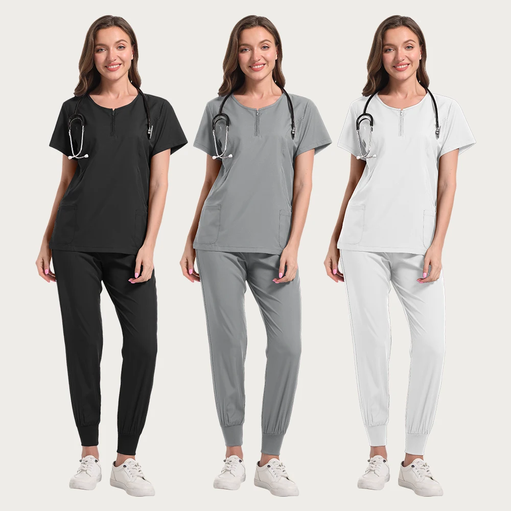 Medical Scrub Set Soft Elastic Fabric Clinic Workwear Operating Room Top Pants Surgical Clothes Hospital Uniform