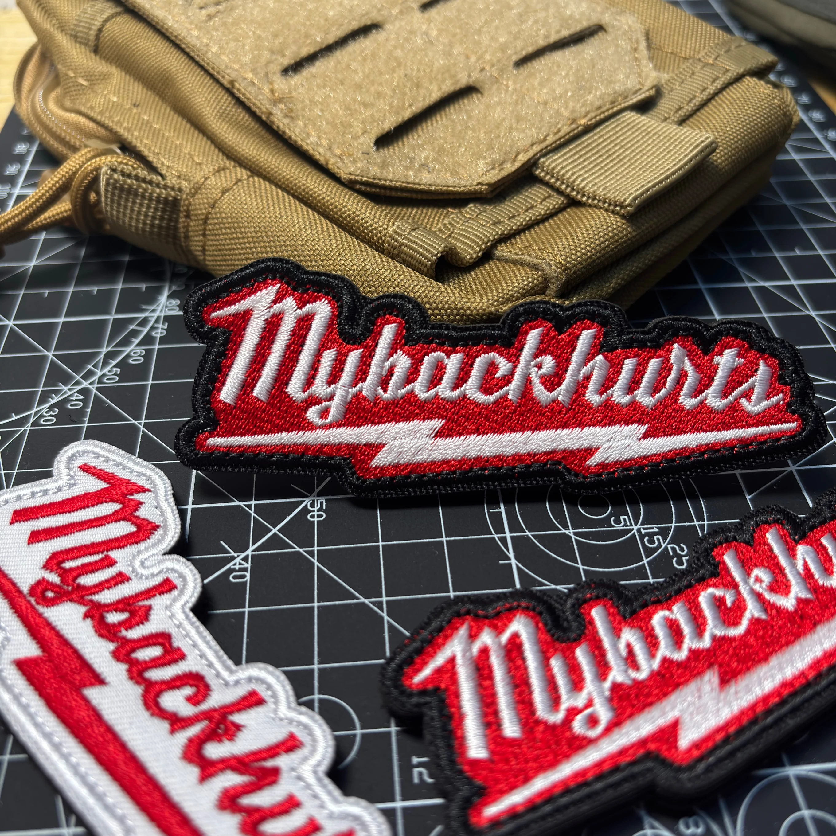 Funny tactics, red "my back hurts" morale badge Hook and loop outdoor Embroidered patch for jacket, backpack