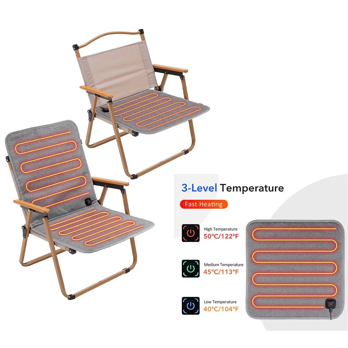 

Коврик с подогревом для стула, 5 В, USB электрическое одеяло, 3 регулируемых температурных обогревателя, теплая подушка для зимы, путешествий на открытом воздухе, домашнего использования