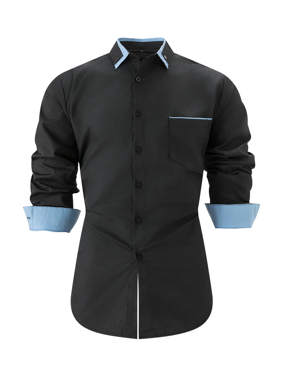 

2042 Cross-border new men's spring and autumn business casual color combination loose long-sleeved shirt