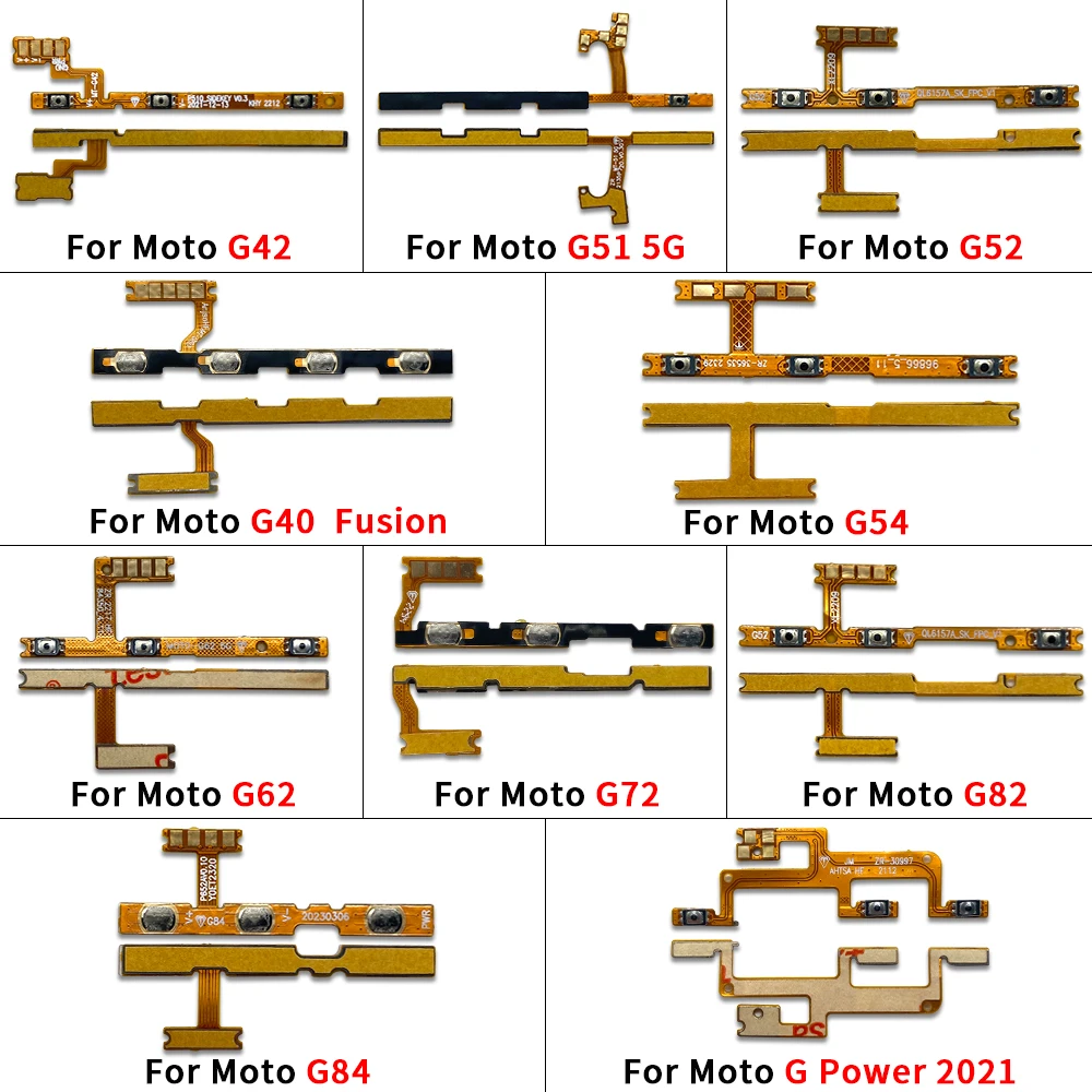 10 Pcs Volume Button Power Switch On Off Button Flex Cable For Moto G14 G22 G32 G42 G40 Fusion G52  G54 G62 G71 5G G72 G82 G84