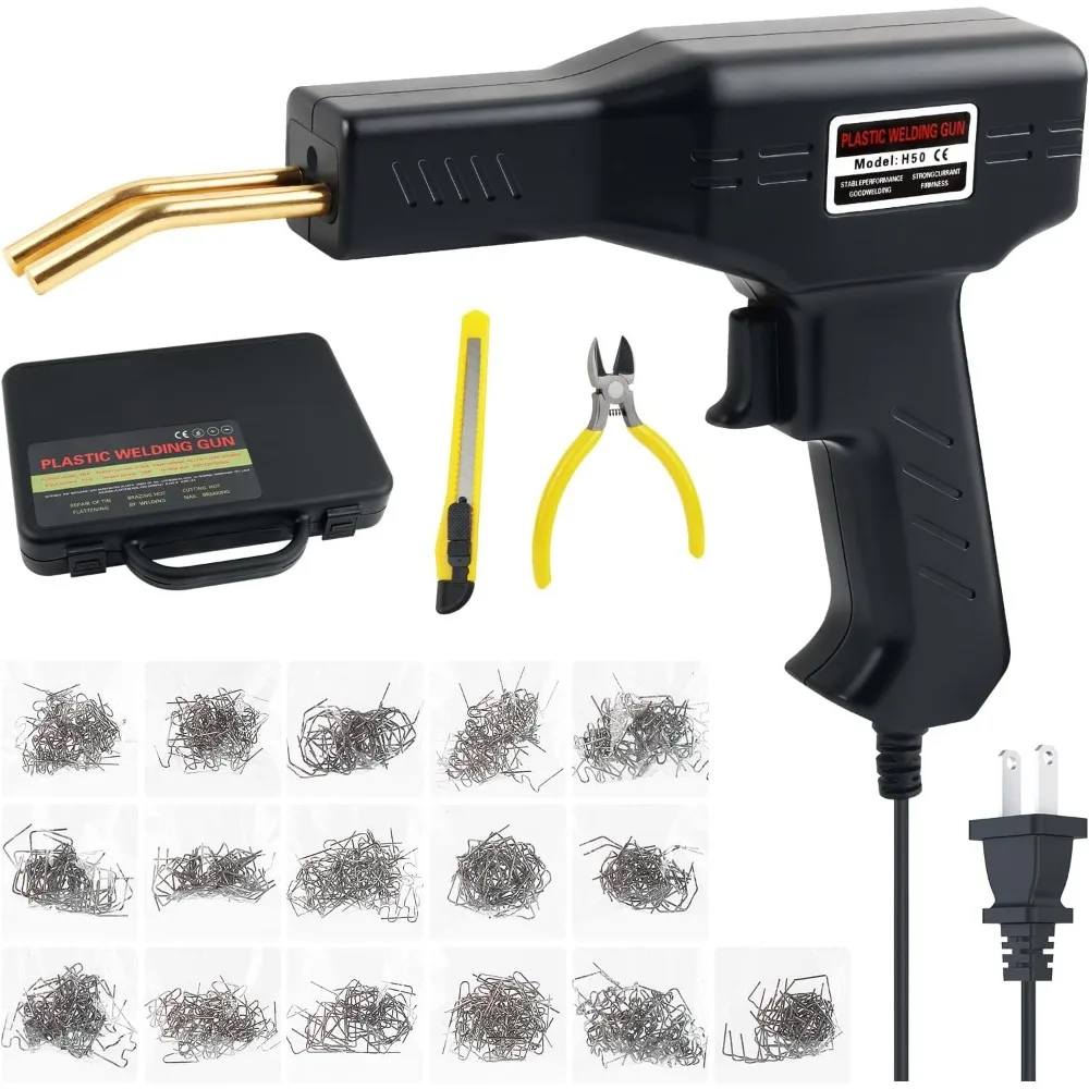 

Автомобильный пластиковый сварочный комплект, портативный сварочный комплект для пластика включает 4 типа/800 шт. скоб для ремонта сломанных деталей автомобиля с