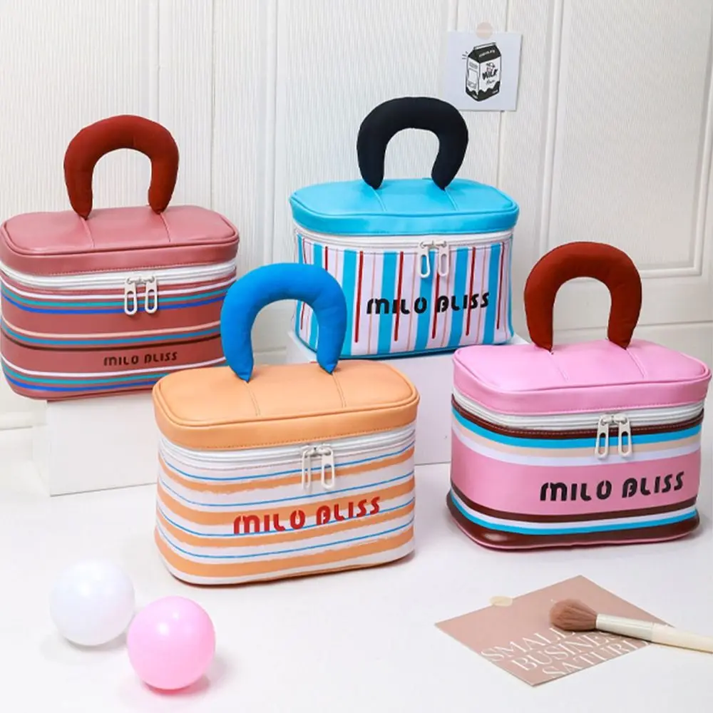 

Multifunctional Creative Cosmetics Storage Bag INS Portable Handheld Makeup Bag with Handle Match colors Cosmetic Case Girls