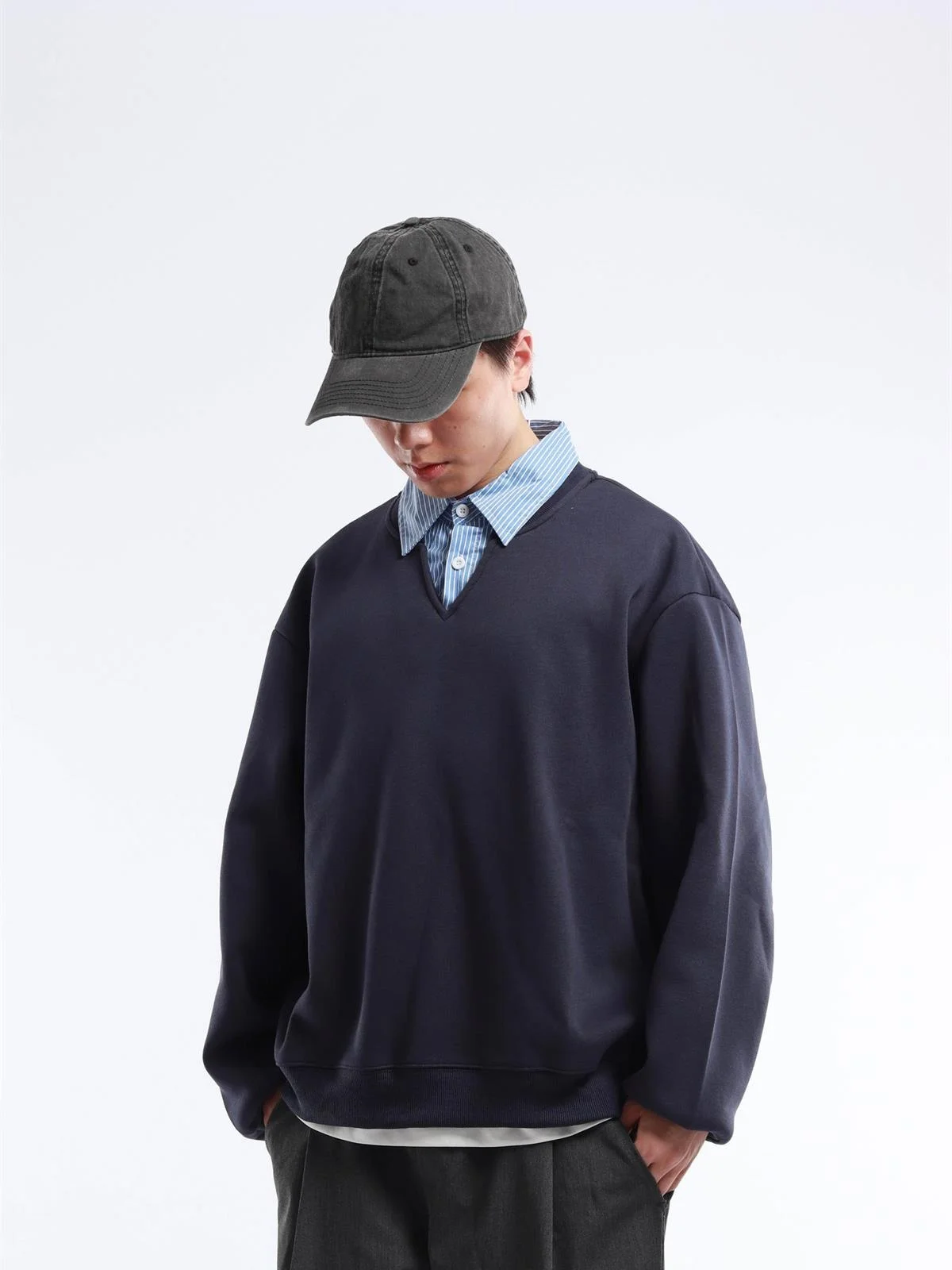 Loose Fit Men's Outdoor Shirt Collar Hoodie Japanese Style Pure Color Jacket Spring Autumn Seasonal Long Sleeve Button Closure