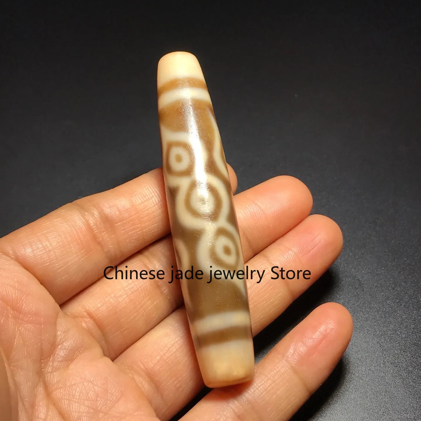 Rare Tibetan Old Agate DZi *9 Eyes* Bead Amulet Pendant 77mm J0323