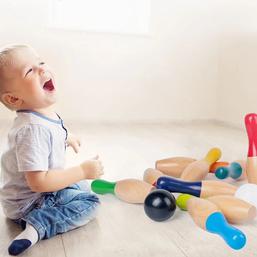 

Набор для боулинга из дерева премиум-класса для детей, для игр в помещении и на улице, для детей 3-8 лет, развивающая интерактивная игра для родителей и детей