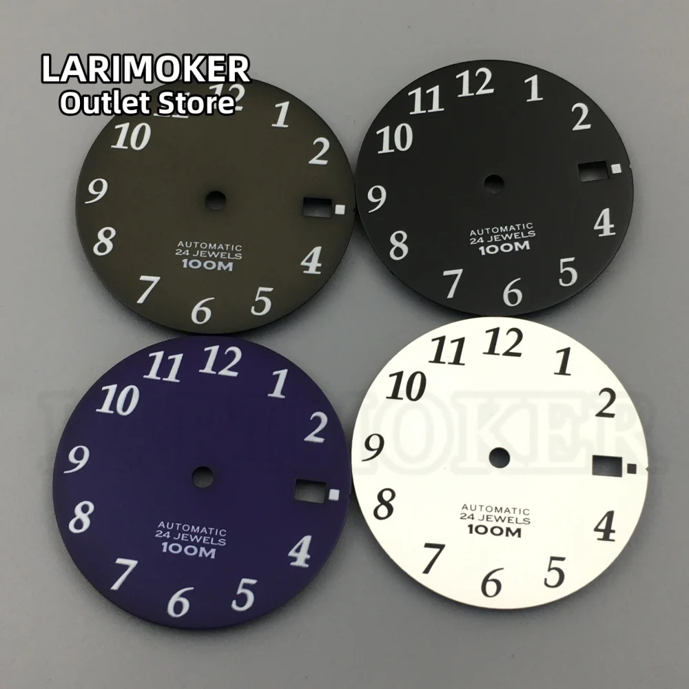 

LARIMOKER 29MM pilot watch dial parts date window Arabic numerals index green luminous suitable for NH35 movement