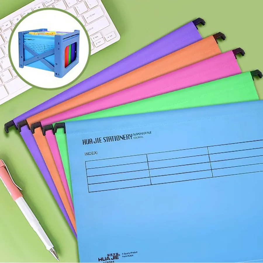 A4 Hanging File Folders with Plastic Hooks – Suspended Type Quick Labor Folder, Multi-Color, Home Office Document Storage
