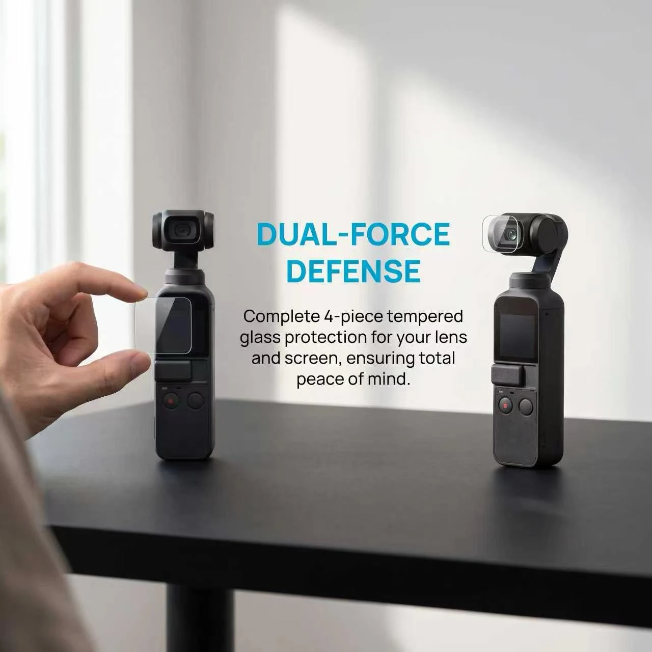 4-Piece Set DJI Osmo Pocket Screen Protector Tempered Glass HD Transparent Camera Lens Protective Film for 4/3/2/1 Models