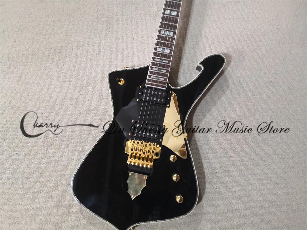 Black Electric Guitar Ice Ma Guitar Tremolo Bridge Maple Neck Set In Basswood Body HH Pickups Gold Tuners