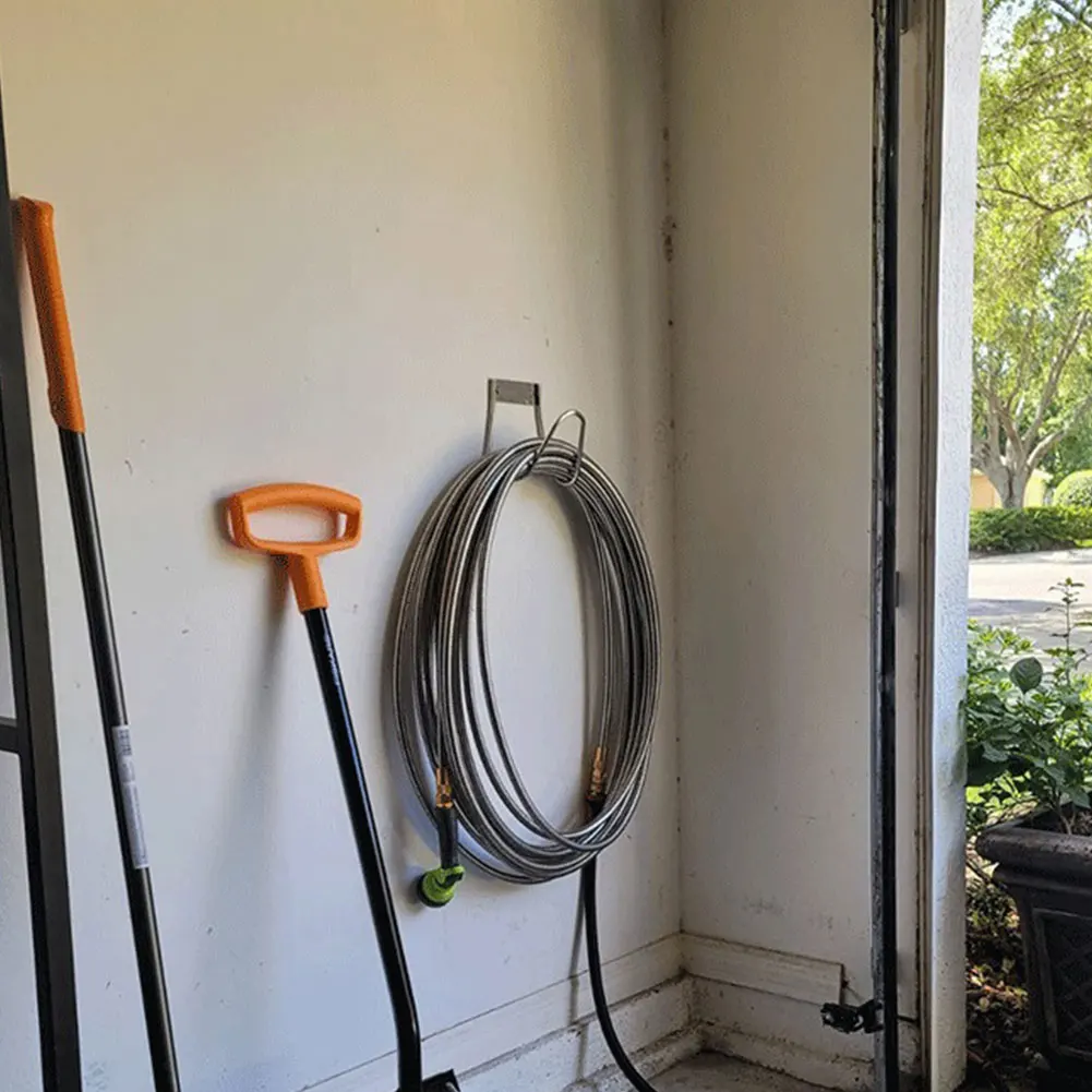 1/2Set Outside Stainless Steel Hose Holder Wall Mounted Garden Hanger Heavy Hose Hook Water Hose Hanger for Outdoor Yard Garage