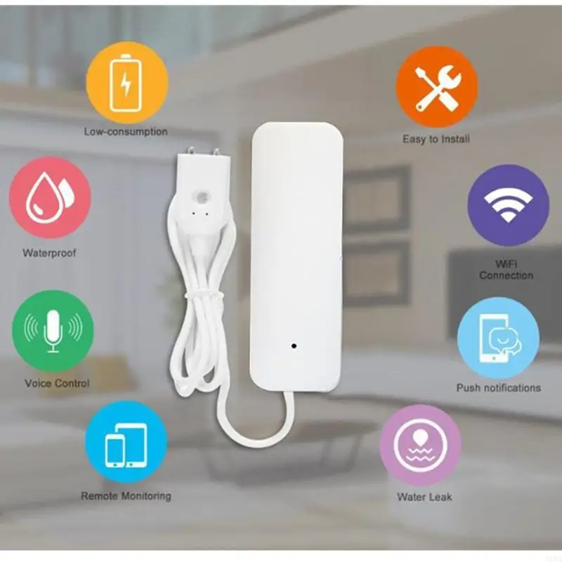 J6PA WiFi Water Leakage Detector Sound Alarm Leak SensorWarning Security Alarm System