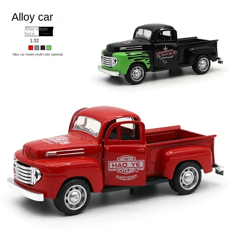 2024 New 1:32 Alloy Pickup Classic Car Model Children's Toy Car Ornament Pullback Car Model Boy Toy Mini Model Home Decoration