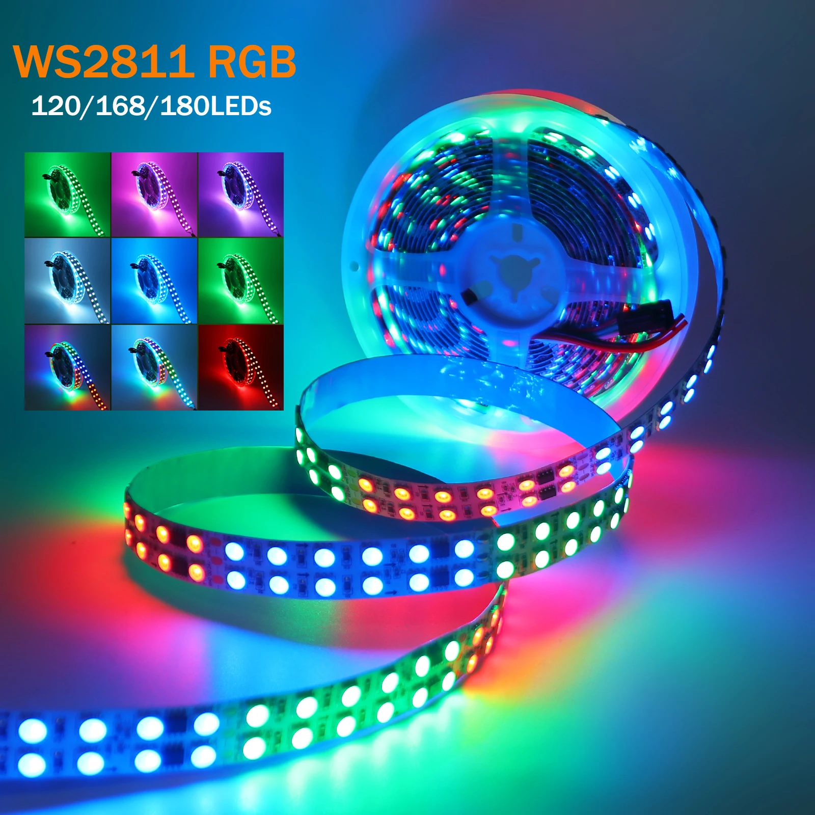 

WS2811 Dream Color LED Strip Light 12V 24V 5050 RGB 120/168/180LEDs Flexible Addressable pixel LED Tape TV Backlight Bedroom 5M