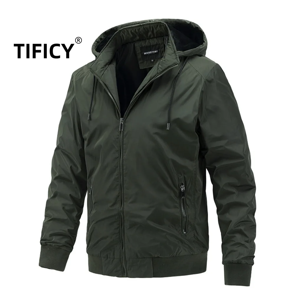 

Men's Spring and Autumn Detachable Hooded Jacket Casual Sports Thin Streetwear Fashion Padded Jacket Business Men's Wear