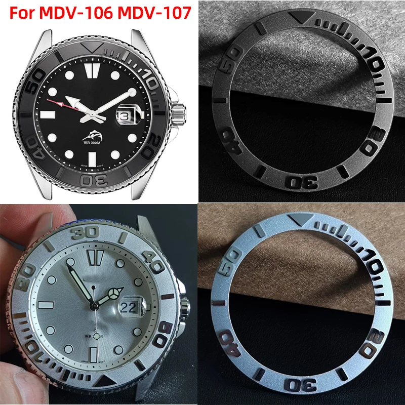 For Casio Duro Swordfish MDV-106 MDV107 Yacht convex type Substitute ceramic chronoring Marlin Scale Ring Insert Replacement Mod