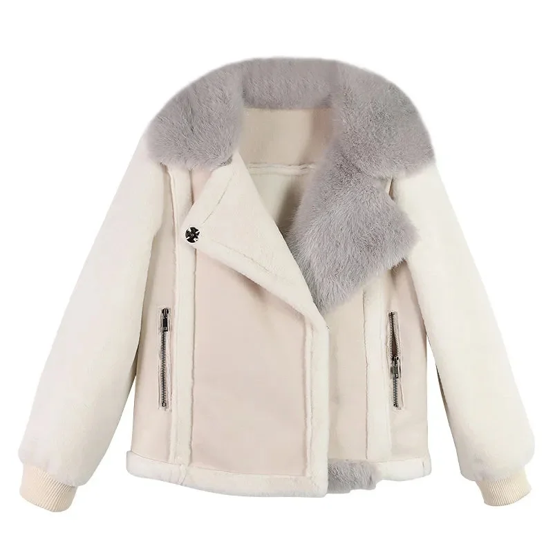 High end Imitation Rabbit Fur Jacket With Fur Jacket Korean 2024 spring and Autumn New Temperament Lamb Hair Jacket Female Coat