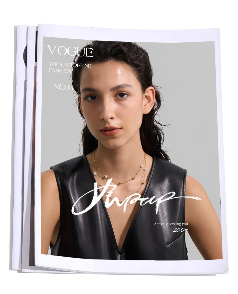 Yhpup Edelstahl Doppelschicht Perlen Kette Overlay Halskette für Frauen Beliebte Chic Frauen Koreanische Chic Schmuck Zubehör – Detail 1