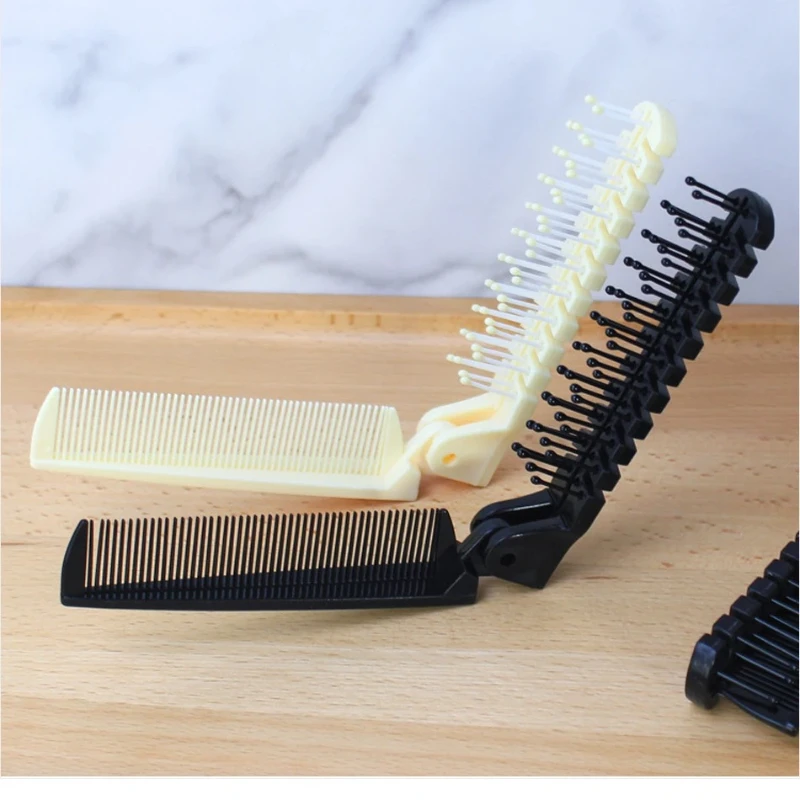 5 قطع 2 في 1 مشط شعر مزدوج الرأس قابل للطي، فرشاة شعر محمولة للسفر، مشط شعر مدمج، فرشاة جيب قابلة للطي