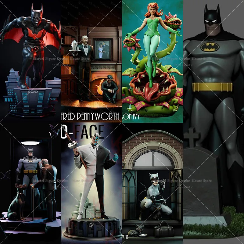 

1/24 1/18 Scale Batman Bruce Catwoman Selina Superhero Anime Edition DIY Self-assembled GK 3D Resin Un-panited White Doll Toys