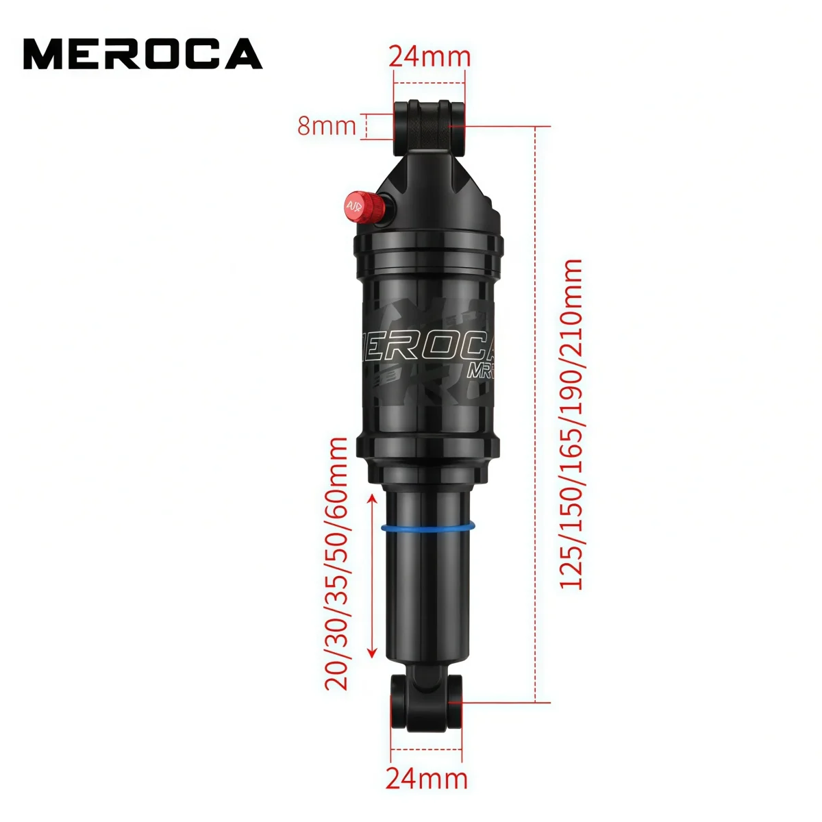 MEROCA MR-2 Bike Air Rear Shock Absorber For MTB / DH Rear Suspension Aluminum Alloy Adjustable Damping (125 150 165 190 210 MM)