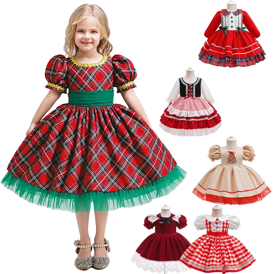 

Рождественское красное платье принцессы для маленьких девочек, карнавальный фестиваль, тематическая вечеринка, необычное платье для выступлений, подарок на день рождения для новорожденных, От 6 месяцев до 3 лет