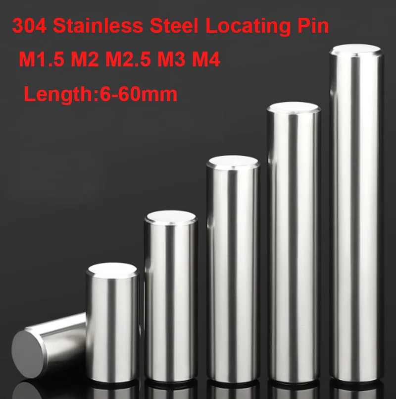 GB119 304 Stainless Steel Locating Pin M1.5 M2 M2.5 M3 M4 6-60mm Solid Cylindrical Fixed Rod Anti-loosening Corrosion Resistant